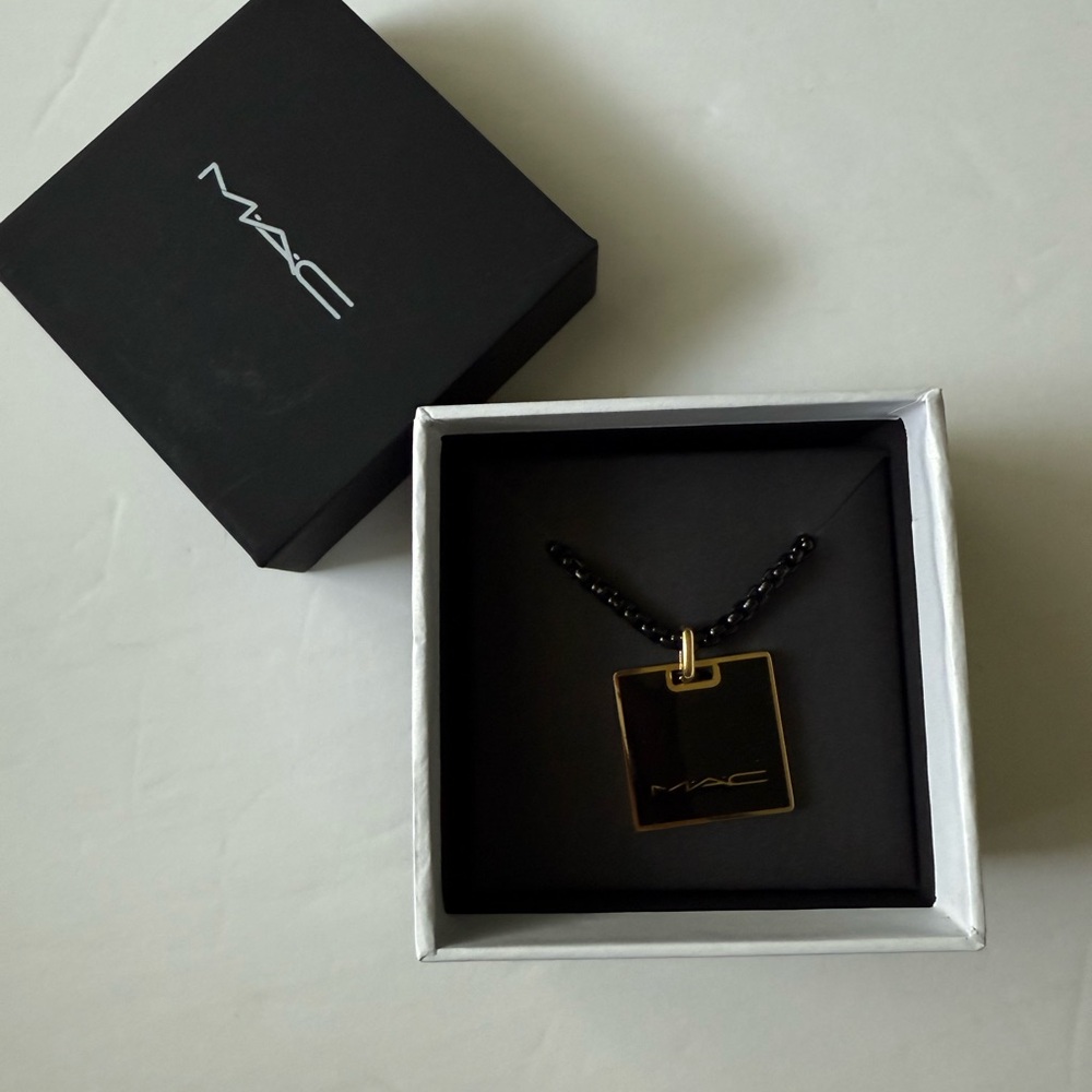 MAC Cosmetics Elegant Black and Gold Square Necklace - Picture 2 of 2